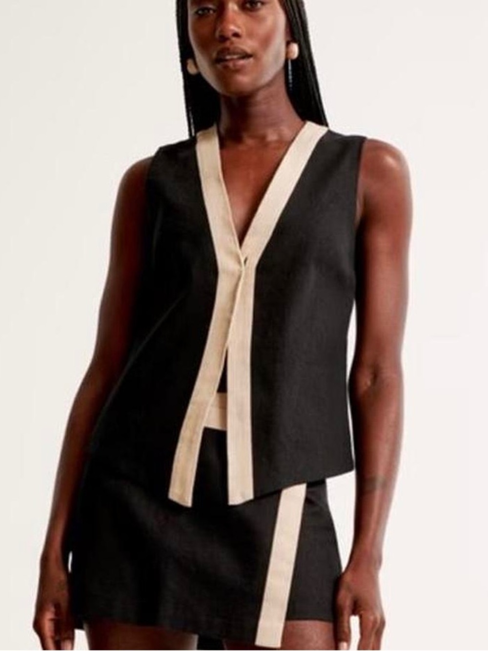 ABERCROMBIE - black and cream vest